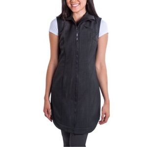Betabrand Black Sleeveless Zip-Front Fleece lined Mini Dress Size Small